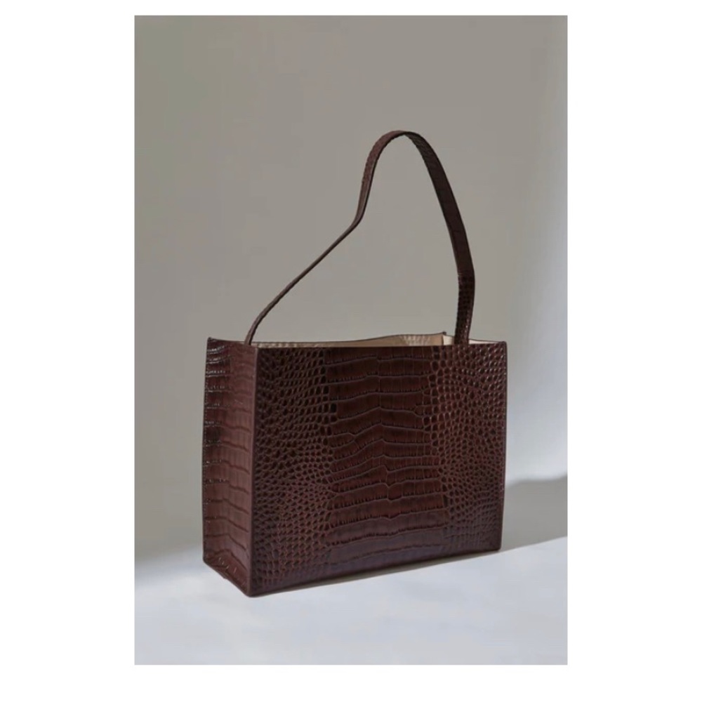 St.Agni Mini Croc-embossed Tote - Antique Tan